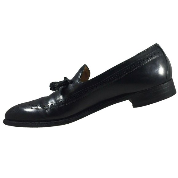 JOHNSTON & MURPHY Black Tassel Loafer Wing Tip Mens 11.5 A/AAA Dress Shoes USA - Picture 12 of 12